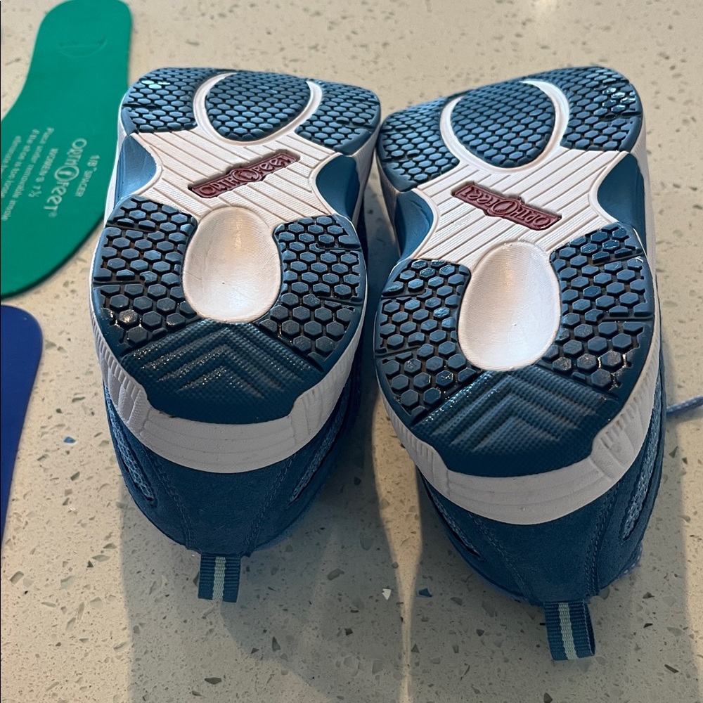 Ortho Feet Ladies Blue Knit Lace-Up Sneakers - Picture 5 of 11